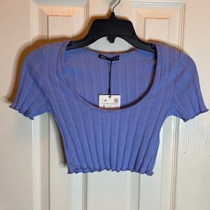 Zara Knot Blue Crop Top